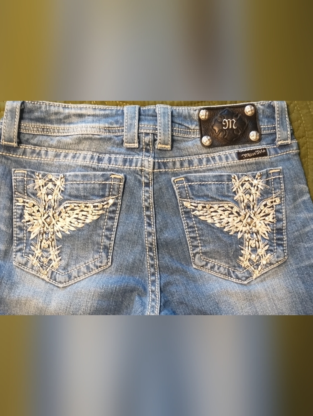 Miss Me Women's Blue Embroidered Back Pocket Jeans